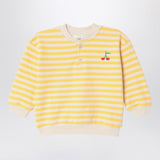Bobo Choses Ivory/yellow striped button sweatshirt