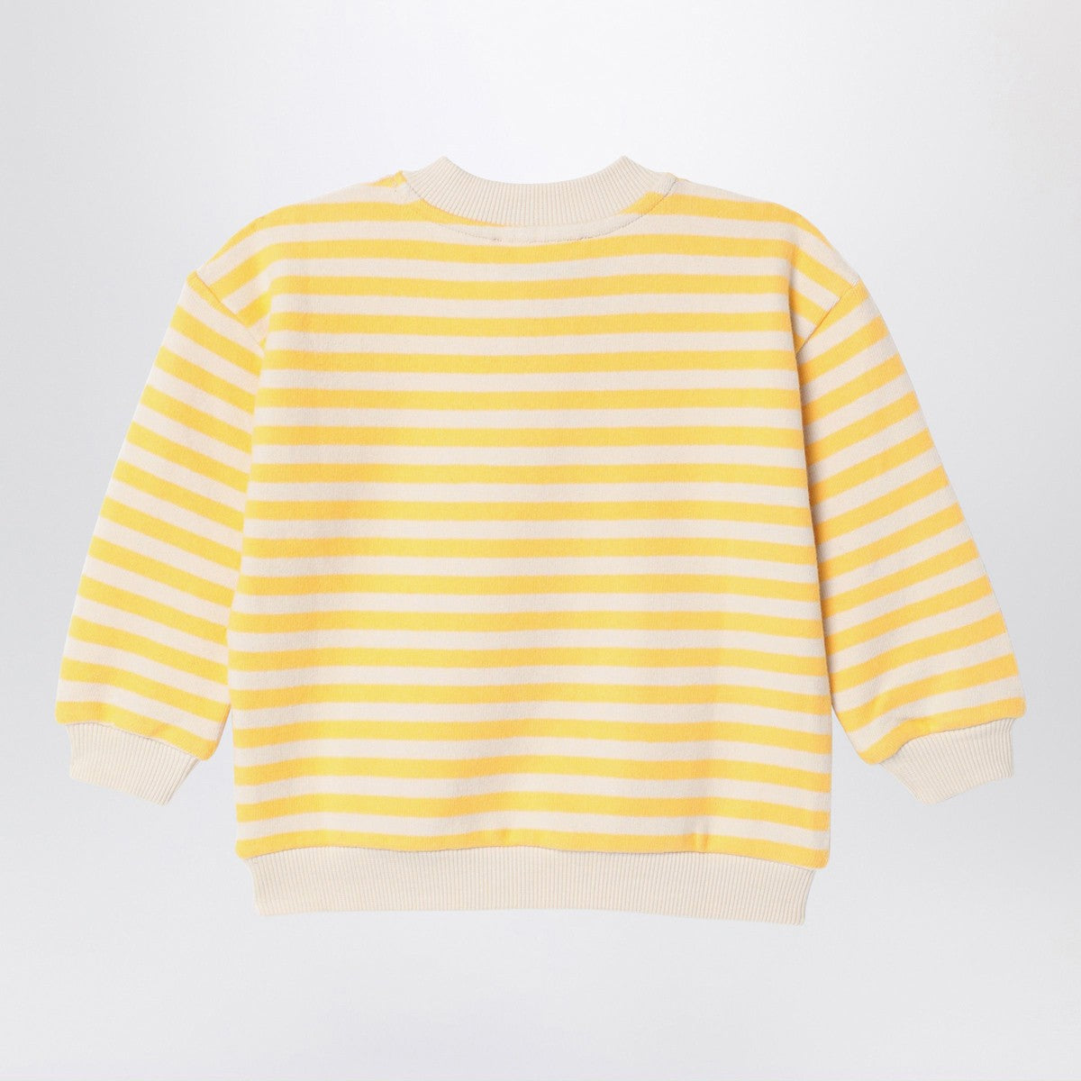 Bobo Choses Ivory/yellow striped button sweatshirt