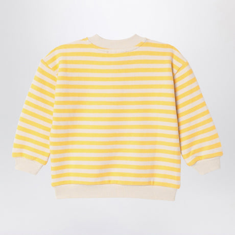 Bobo Choses Ivory/yellow striped button sweatshirt