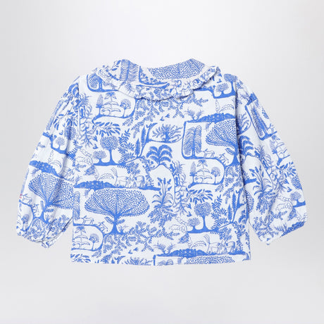 Bobo Choses Wonderland white/blue cotton blouse