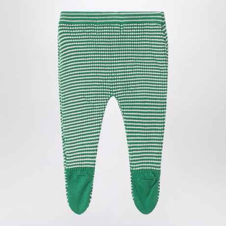 Bobo Choses Green/white Race Car footed leggings