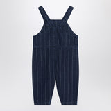 Bobo Choses Navy blue denim overalls with train