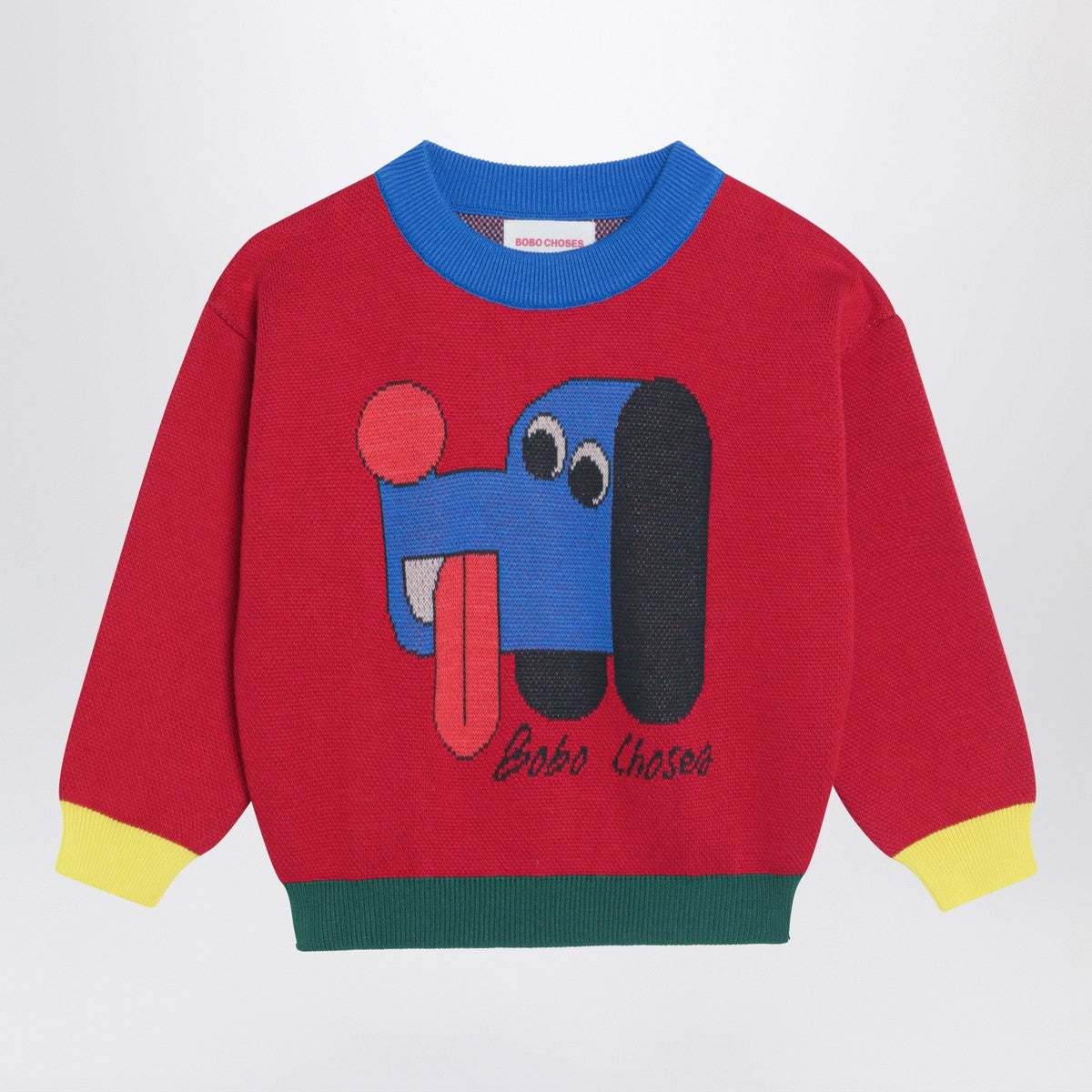 Bobo Choses Red sweater with logo intarsia