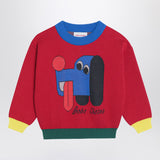 Bobo Choses Red sweater with logo intarsia