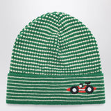 Bobo Choses Green/white striped Race Car beanie