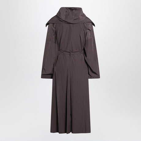 Sportmax Coffee-colored oversized taffeta trench coat