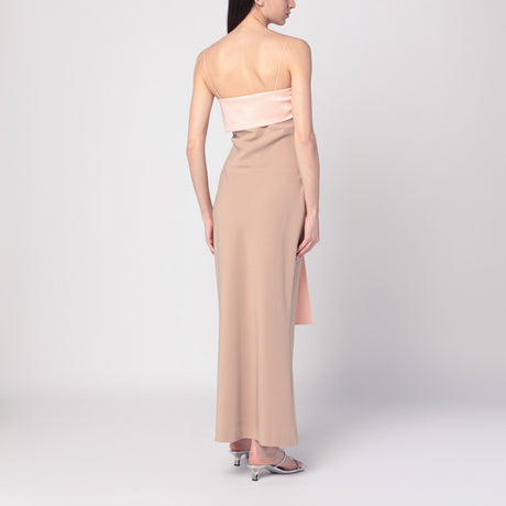 BERNADETTE Beige/pink Bart dress with oversized bow