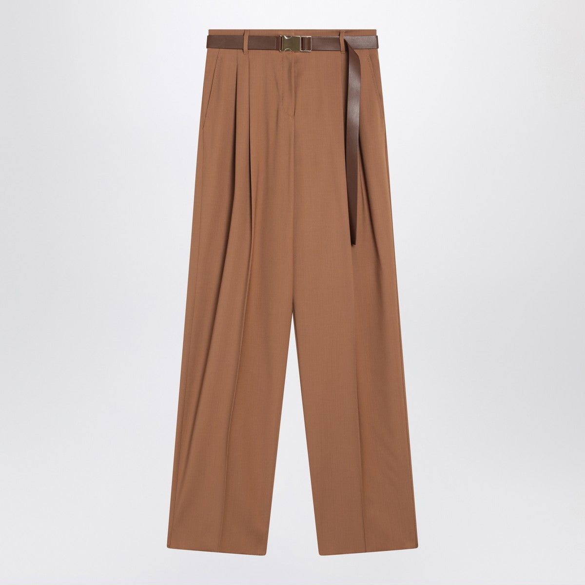 Max Mara Studio Hazelnut wool canvas trousers