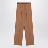 Max Mara Studio Hazelnut wool canvas trousers