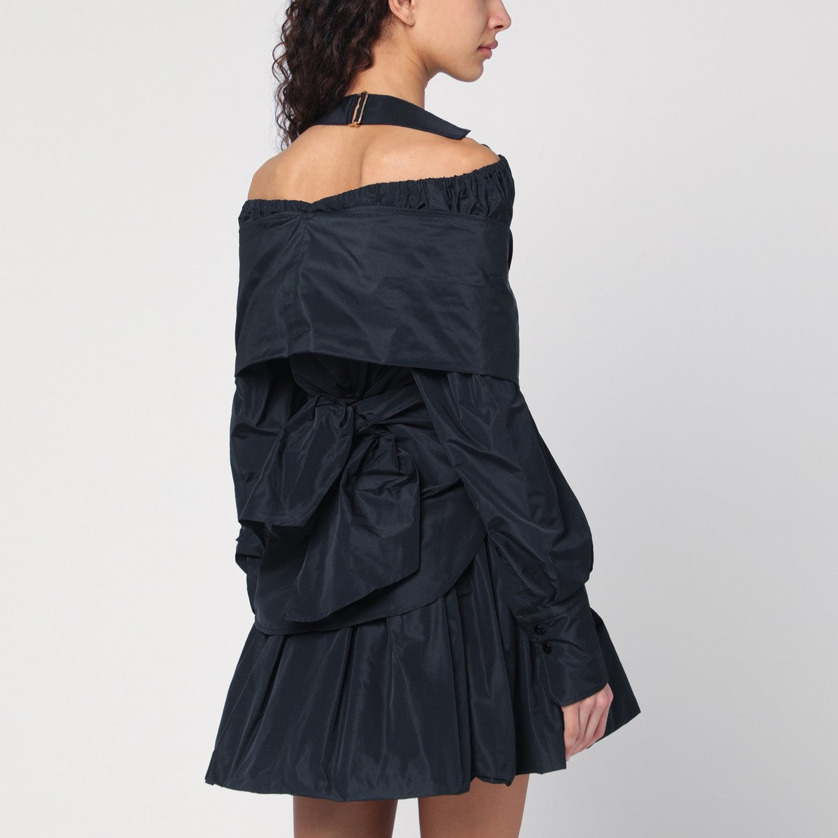 Patou Black blue crossover blouse