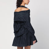 Patou Black blue crossover blouse