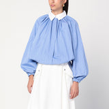 Patou Striped balloon-sleeve shirt in light blue