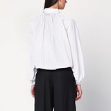 Patou Striped balloon-sleeve shirt in white