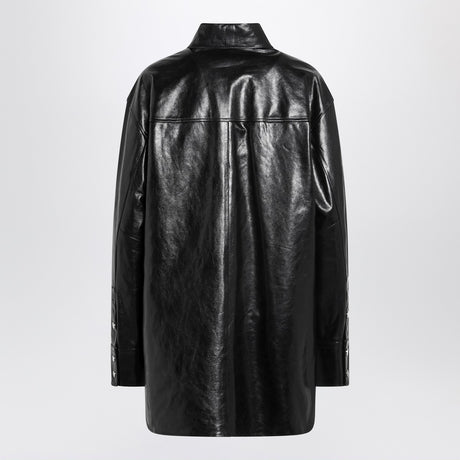 Sportmax Black leather shirt jacket