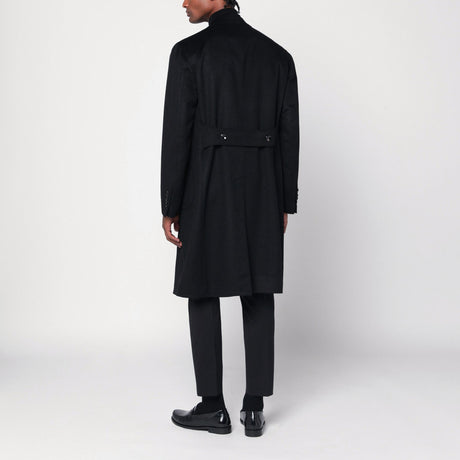 Tagliatore Double-breasted black wool coat