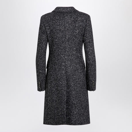 Tagliatore Black/white wool blend single-breasted coat