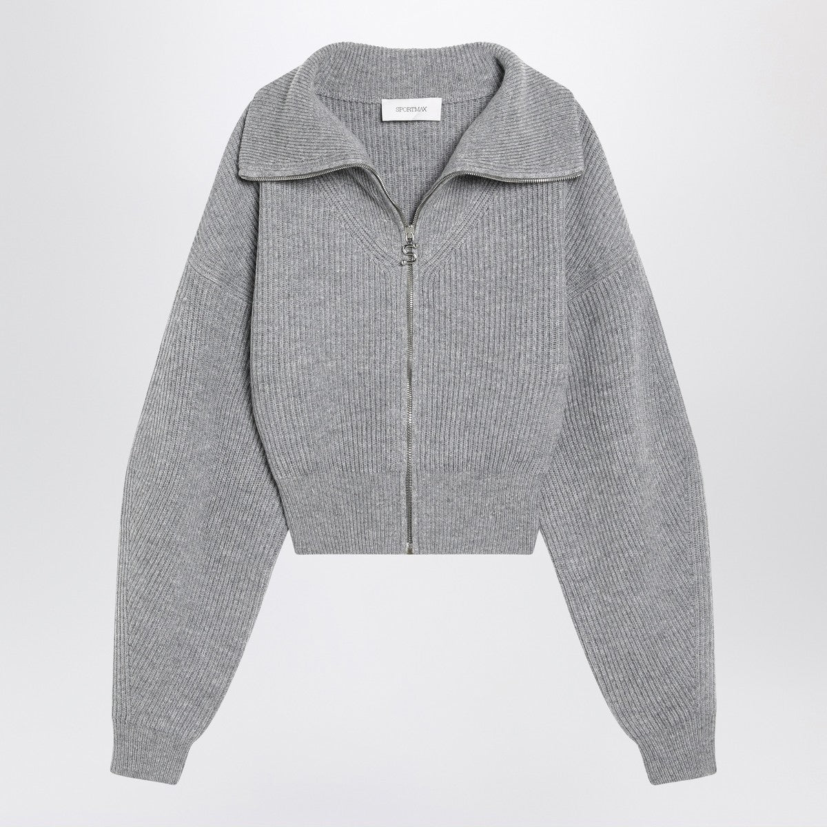 Sportmax Grey zip-up cardigan in wool and cashmere