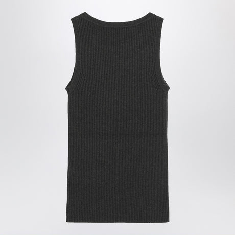S Max Mara Green ribbed tank top in wool and cashmere