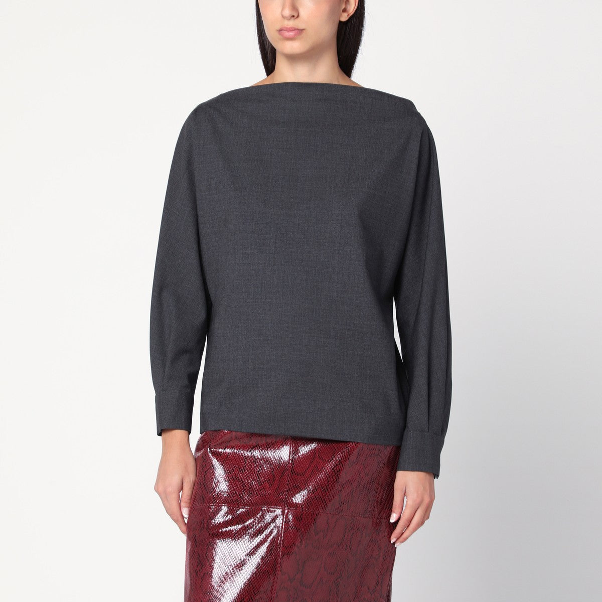 P.A.R.O.S.H. Anthracite wool blouse-shirt