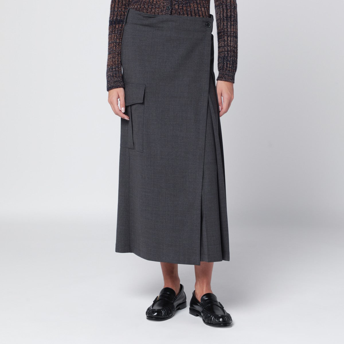 P.A.R.O.S.H. Grey wool wrap skirt