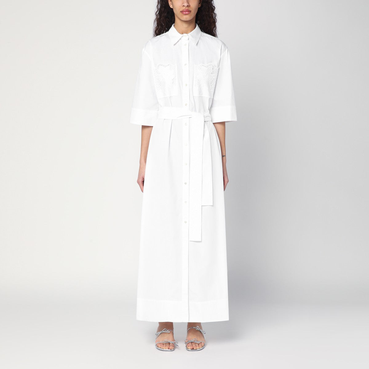 P.A.R.O.S.H. White shirt dress with belt