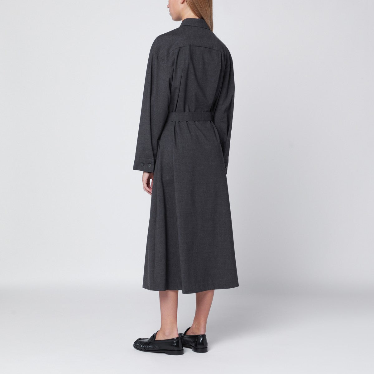 P.A.R.O.S.H. Anthracite grey belted shirt dress