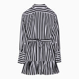 Patou Black/white striped cotton mini chemisier dress