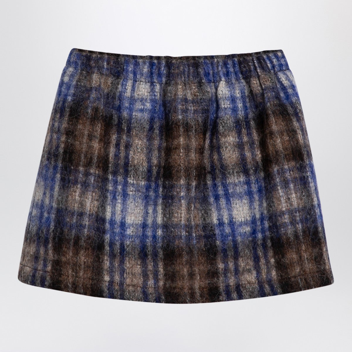 Douuod Grey/blue wool blend checked skirt