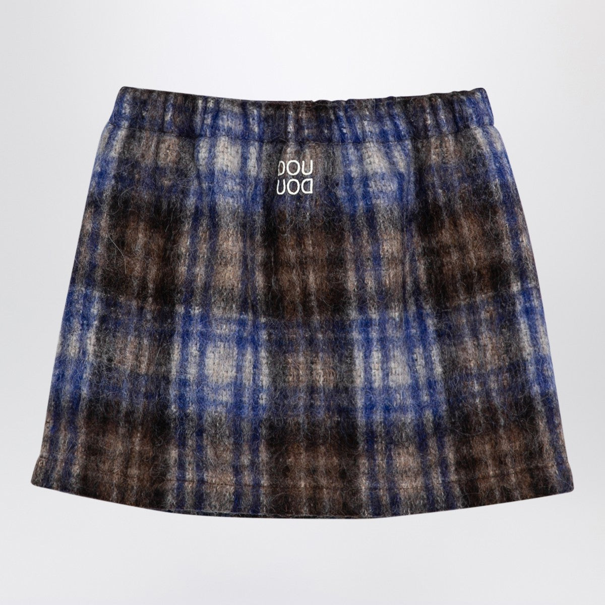 Douuod Grey/blue wool blend checked skirt