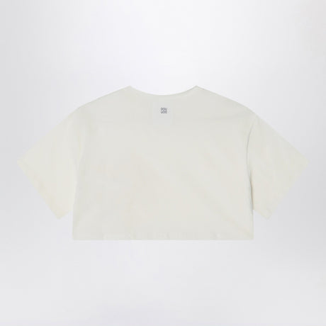 Douuod Ivory cropped t-shirt in cotton