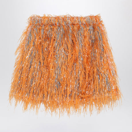 Douuod Orange Maracaibo skirt with feathers