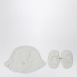 Teddy & Minou White two-piece set with hat and shoes