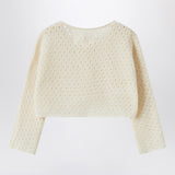 Teddy & Minou Cream-colored cardigan and hat in openwork knit