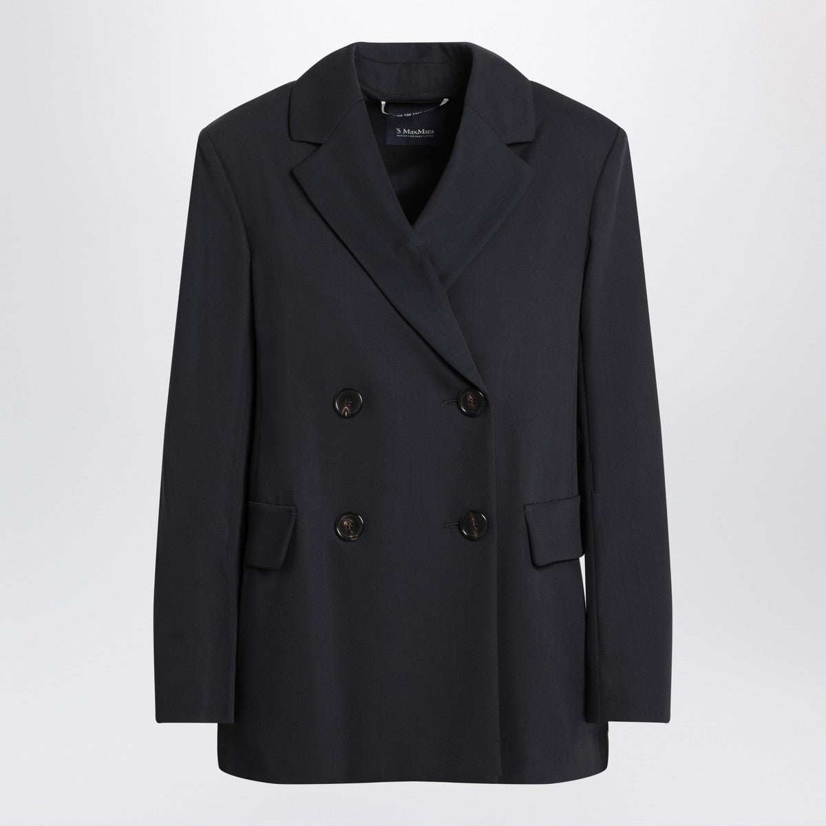 S Max Mara Double-breasted jacket in midnight blue crêpe wool
