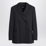S Max Mara Double-breasted jacket in midnight blue crêpe wool