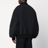 Entire Studios Black zip-up bomber jacket in wool blend