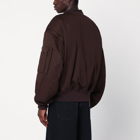 Entire Studios Dark brown zip-up bomber jacket in wool