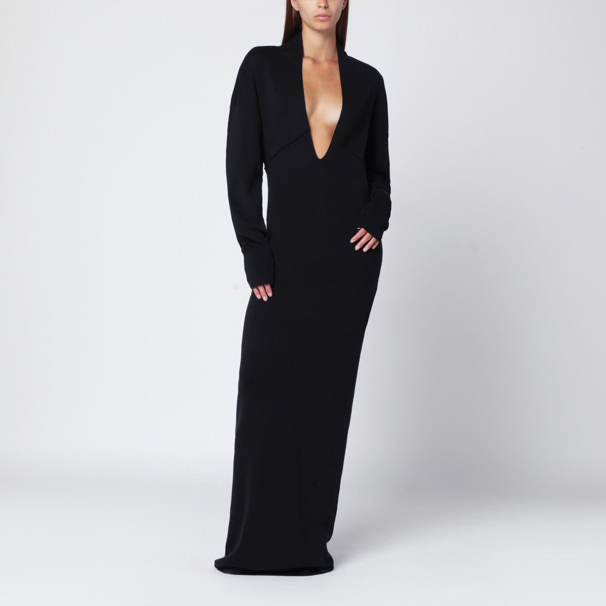 Entire Studios Black long dress with wide neckline