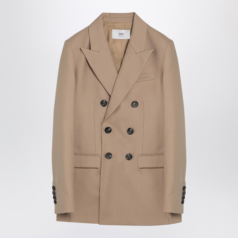 Ami Paris Sand-coloured double-breasted jacket in wool