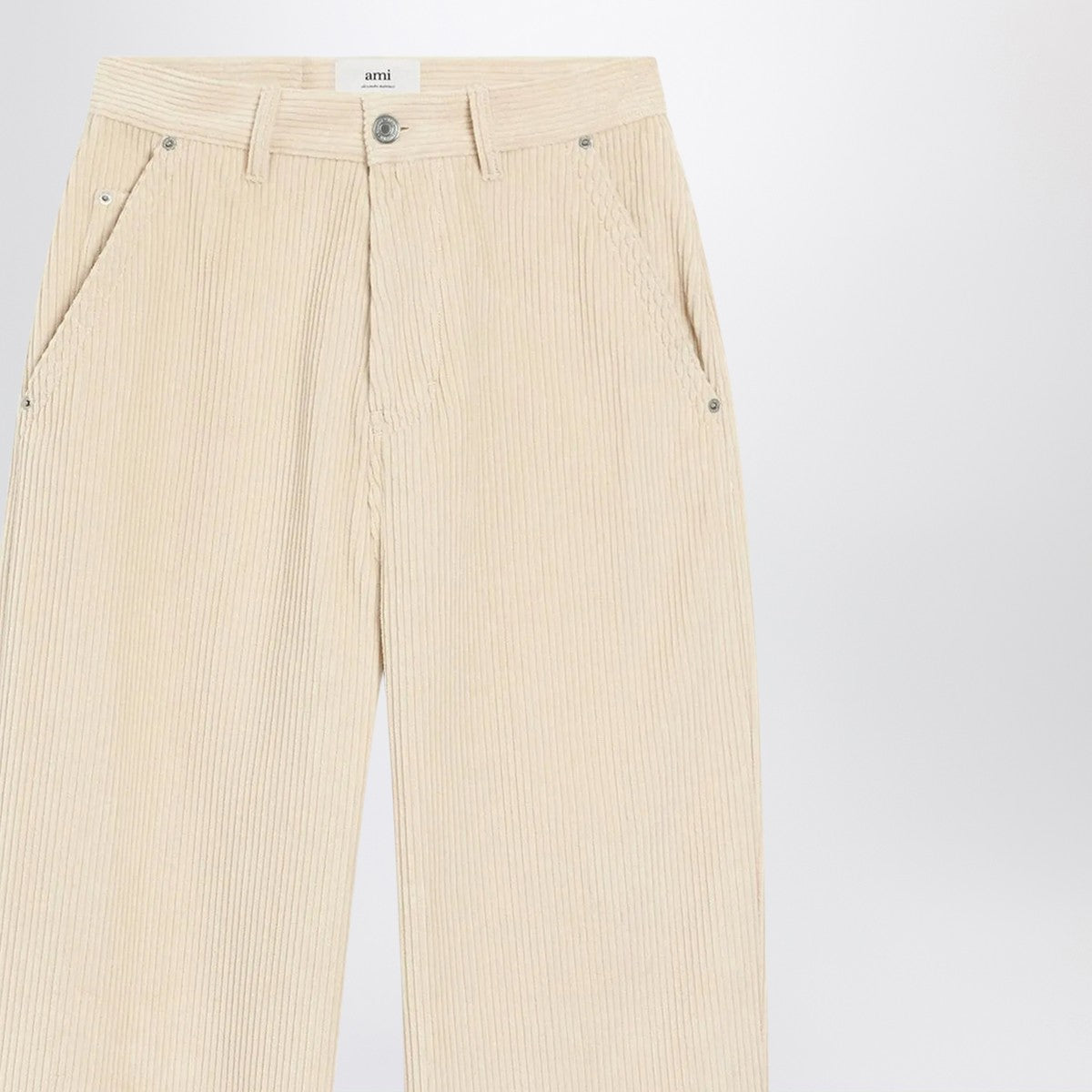 Ami Paris Ivory corduroy trousers