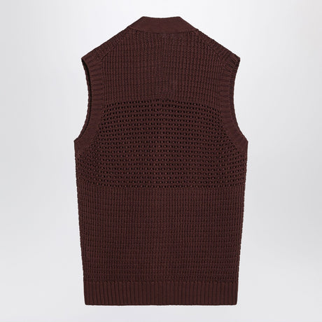 Tagliatore Brown perforated cotton vest