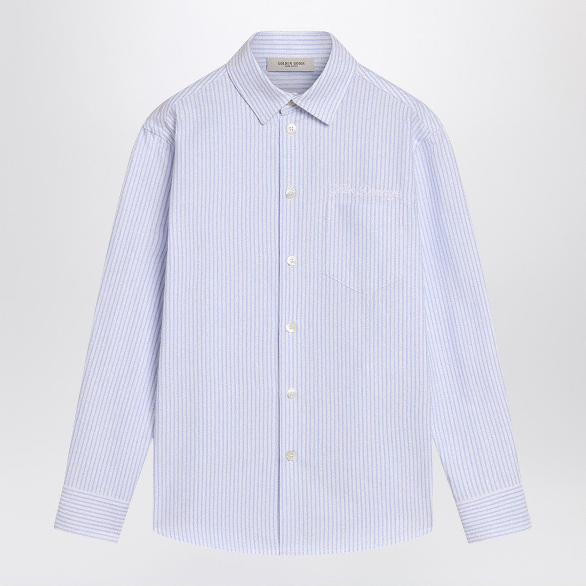 Golden Goose White/blue striped shirt with logo