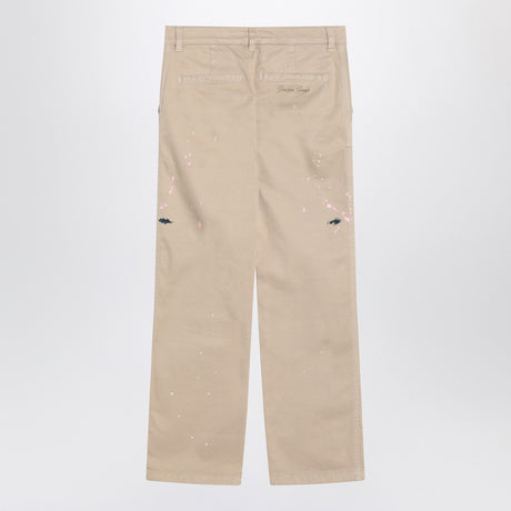 Golden Goose Beige trousers with splatter details