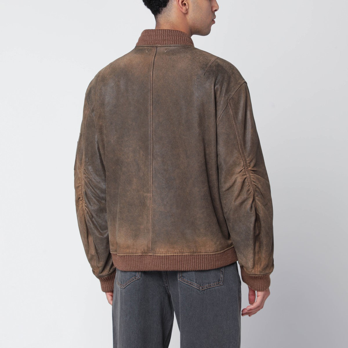 Golden Goose Vintage-effect brown bomber