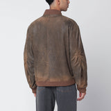 Golden Goose Vintage-effect brown bomber