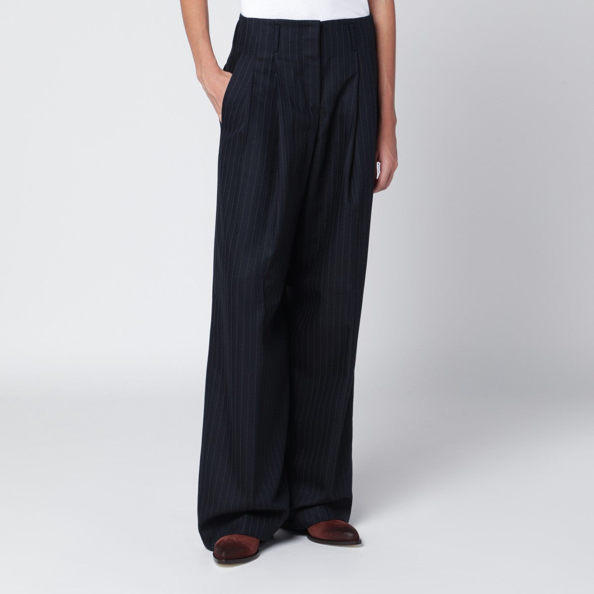 Golden Goose Navy blue pinstripe trousers