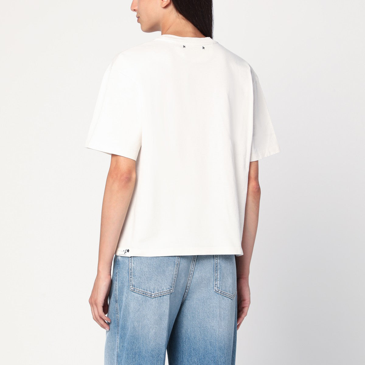 Golden Goose White T-shirt with rose