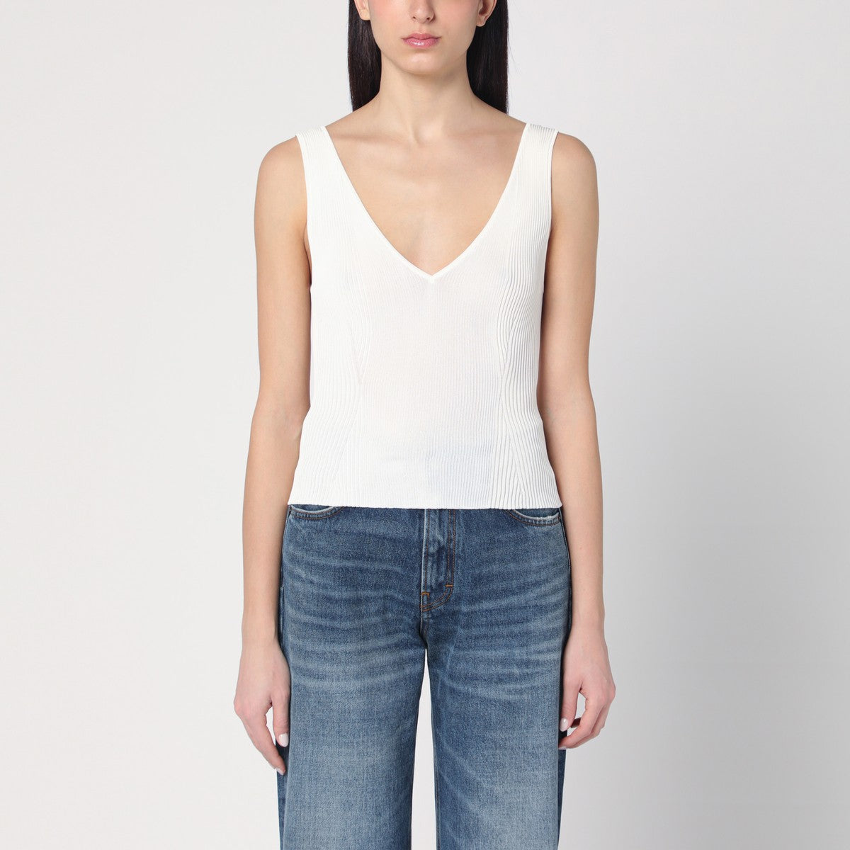 Golden Goose Ribbed ivory tank top