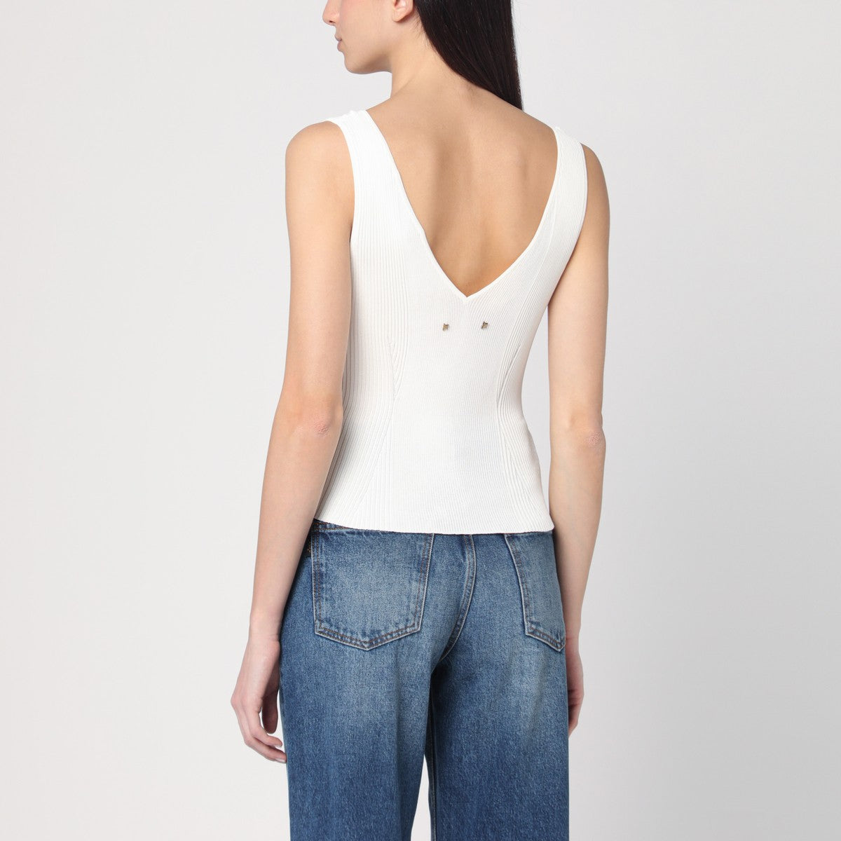 Golden Goose Ribbed ivory tank top