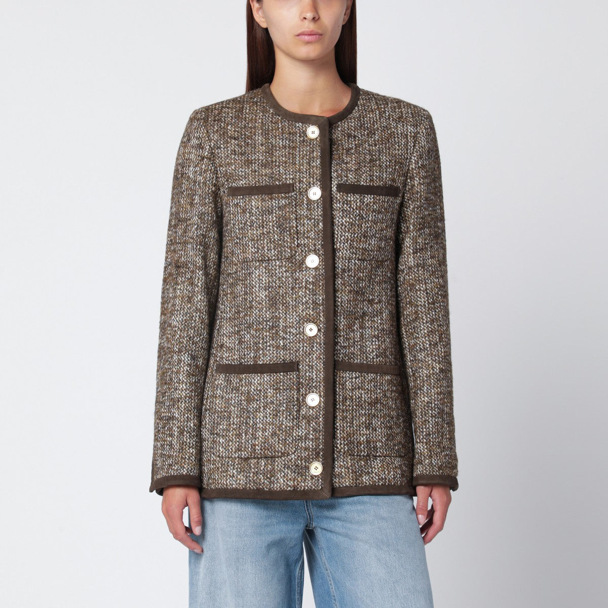Golden Goose Coffee-colored wool tweed jacket